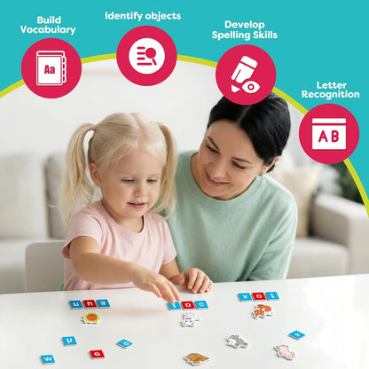 Quilinz CVC Magnets Word Games,Fridge Magnets for Kids, Magnetic Letters for Classroom, Toddler Alphabet Learning Toys, Speech Therapy Materials, Phonic Games for 3+,Kindergarten Classroom Must Haves