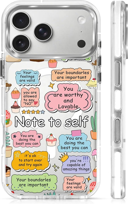 for iPhone 17 Pro Max Case [Compatible with Magsafe],Girls Women Clear Magnetic Case Silicone Shockproof Protective Cover with Pattern Colorful Motivational Letters