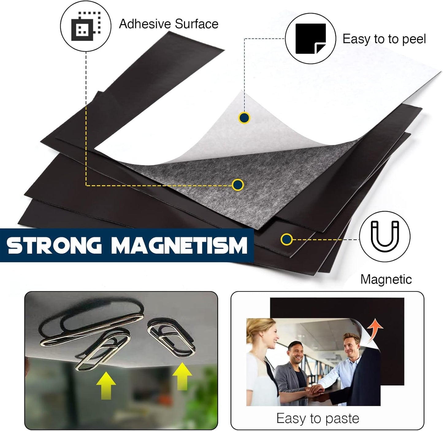Adhesive Magnetic Sheets for Letter Size 8.5x11 (Pack of 8),Magnet Sheets with Self-Stick Adhesive for Home/Classroom/Office,Easy Cut DIY Paper Craft Magnet