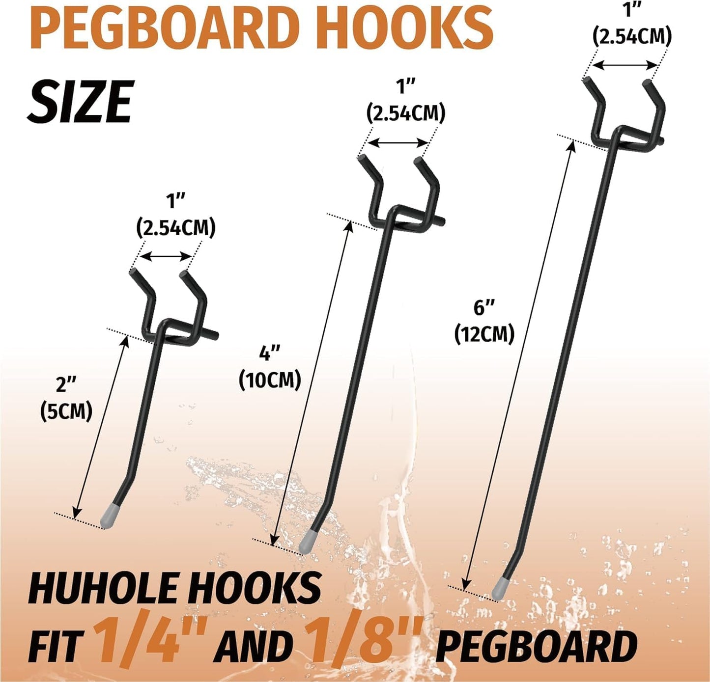 HUHOLE 50-Pack Pink Pegboard Hooks 2 Inch, Decorative Metal Peg Board Hangers with Rubber Safety Tips, Fits 1/8" & 1/4" Boards, Heavy Duty Organizer for Craft Room, Nursery, Garage & Retail Display