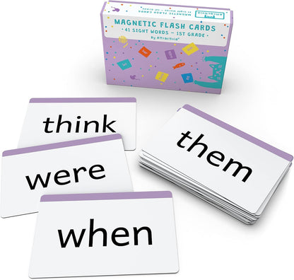 Attractivia 2nd Grade Sight Words Magnetic Flash Cards(Second Grade) - 46 Sturdy Large Dolch Cards for Literacy of Beginning Readers, Homeschool, Teachers and ESL