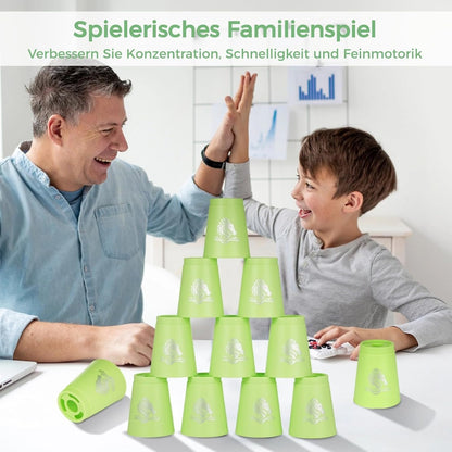 yeesport 48 PCS Sport Stacking Cups with Horse Pattern, Sport Training Game for Challenge Competition, Plastic Stacking Cups, Classic Family Game for Youth and Adults, Red+Blue+Green+Yellow