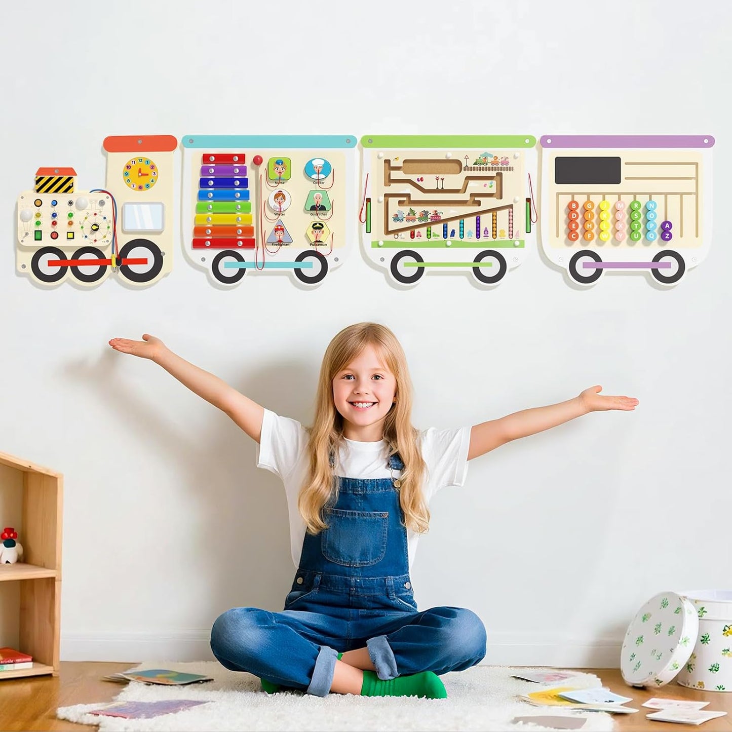 Spacocld Rocket Activity Wall Busy Board Panels - Sensory Wall Panel for Kids, Montessori Toddler Wall Activity Board(5PCS)