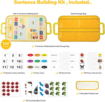 CHEFAN 165 PCS Sentence Building for Kids, Speech Therapy Materials with Writing Board, Sentence Building Games for Special Education, Reading & Language Development