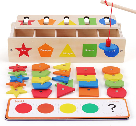 Montessori for Toddlers, Magnetic Color Shape Sorting Matching Box, Early Learning Toys, Wooden Educational Toy, Fine Motor Skills Toys for Boys Girls