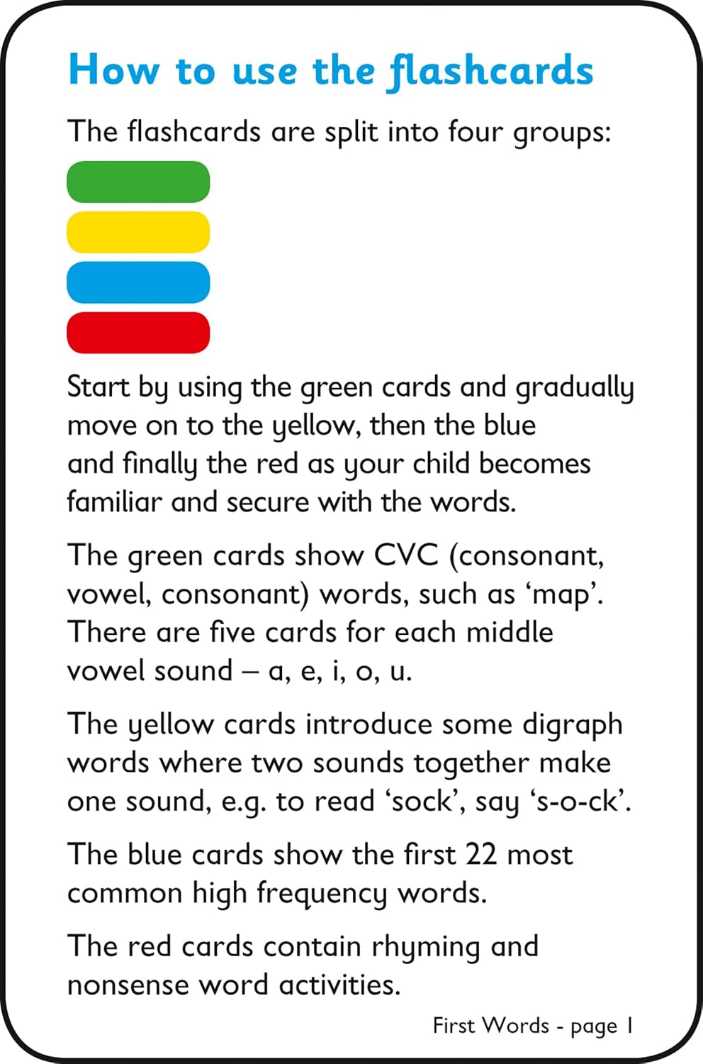 First Words Flashcards: 40 Cards (Collins Easy Learning Preschool)