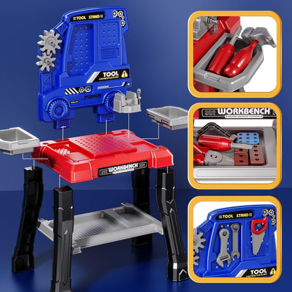 Kids Tools Bench, Tool Box Playset with Screw and Electric Drill Toy, Pretend Play Construction Toys Work Bench for Toddlers 3-5 Years Old, Birthday for Boys Ages 3 4 5 6 7 8