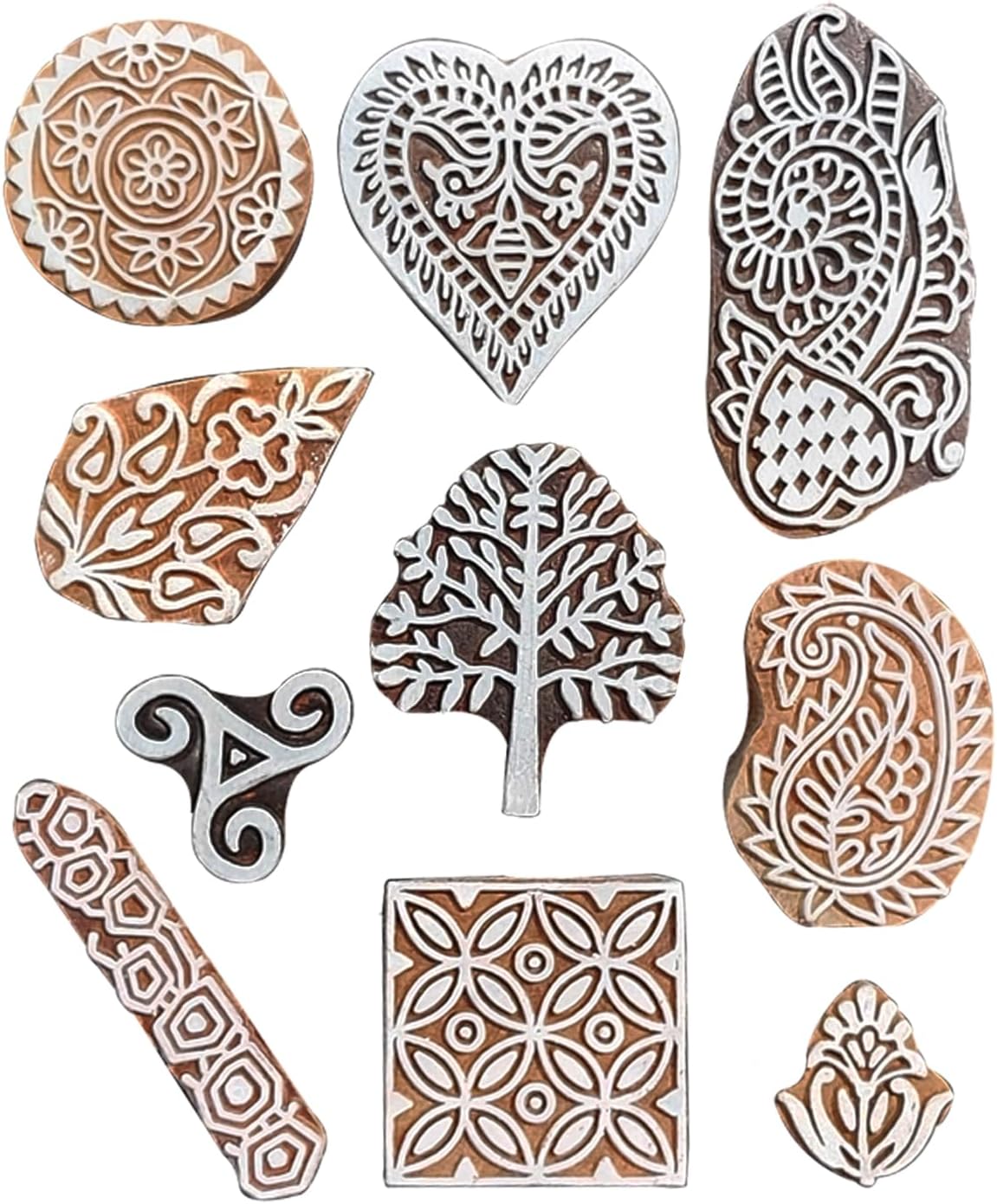 Royal Kraft Assorted Wooden Block Printing Stamps (Set of 10) Bulk01_10