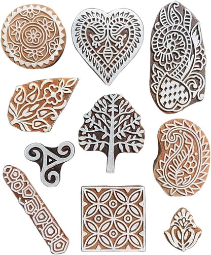Royal Kraft Assorted Wooden Block Printing Stamps (Set of 10) Bulk01_10
