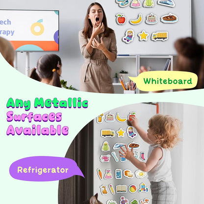 50 First Words Fridge Magnets for Toddlers,Refrigerator Magnets for Kids Baby Reading Speech Therapy Learn to Read Educational Learning Magnetic Toys for Whiteboard Preschool Homeschool