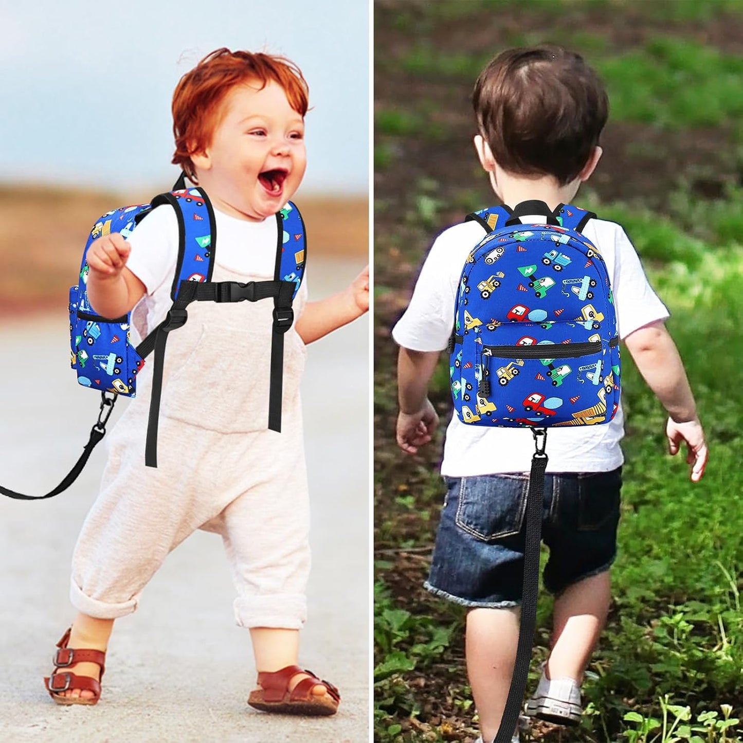 Accmor Toddler Backpack Leash, Mini Child Backpack with Anti Lost Wrist Link, Cute Kids Backpack Leash Walking Harness for Outdoor Travel, Small Excavator Backpack Tether for Baby Boys Girls Ages 1-3