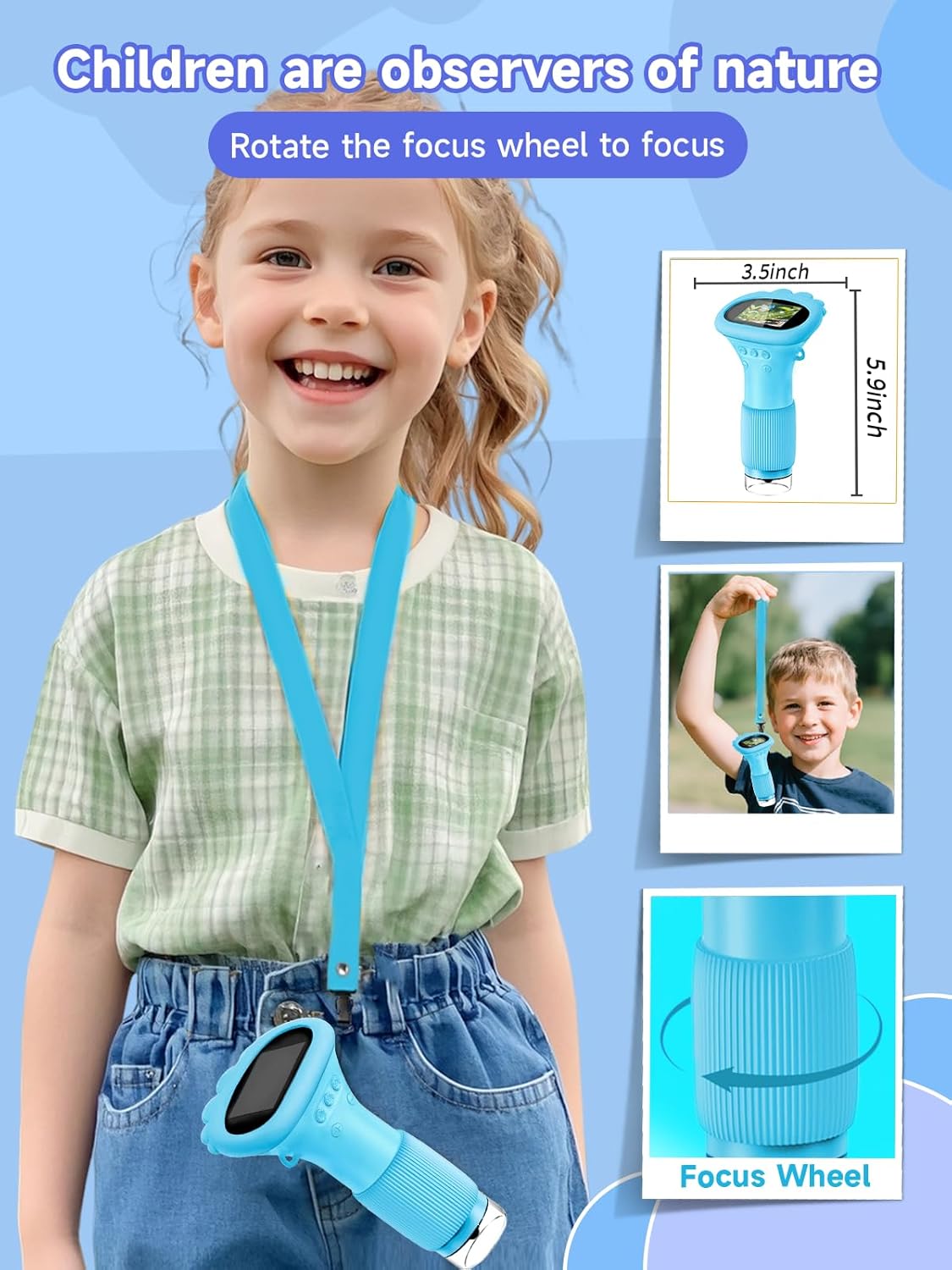 Acoath Microscope for Kids, 1000X Handheld Digital Miniscope with 2.0" Screen, Portable Pocket Microscope Education Toys Birthday Gifts for Age 3 4 5 6 7 8 9 10 Girls Boys