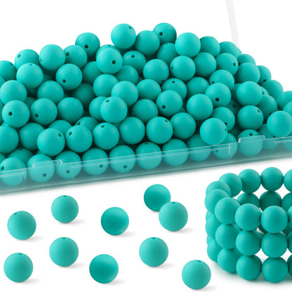 65Pcs 19mm Silicone Beads for Keychain Making Bracelet Necklace, Bulk Round Silicone Beads for Pens（Christmas Green） - Colors A