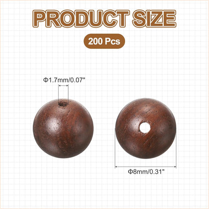 HARFINGTON 200pcs Round Wooden Beads, 10mm Dia Small Wood Beads for DIY Crafts, Bracelet, Wristlet, Necklace, Jewelry Making, Khaki Brown&Black