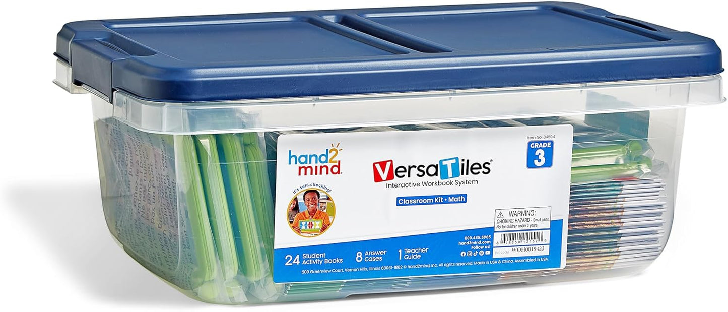 hand2mind VersaTiles Math Classroom Set for Grade 3, Math Practice Workbook for Students, Elementary Classroom Must Haves, Third Grade Learning Activities, Teacher Must Haves