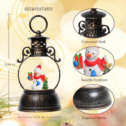 Large Christmas Snow Globes, 13.8" Cardinal Musical Snow Globe 8 Songs 6H Timer Music Box Dual Power Snowglobes for Kids Adults Red Truck Christmas Lantern Lighted Christmas Decor Indoor Gifts