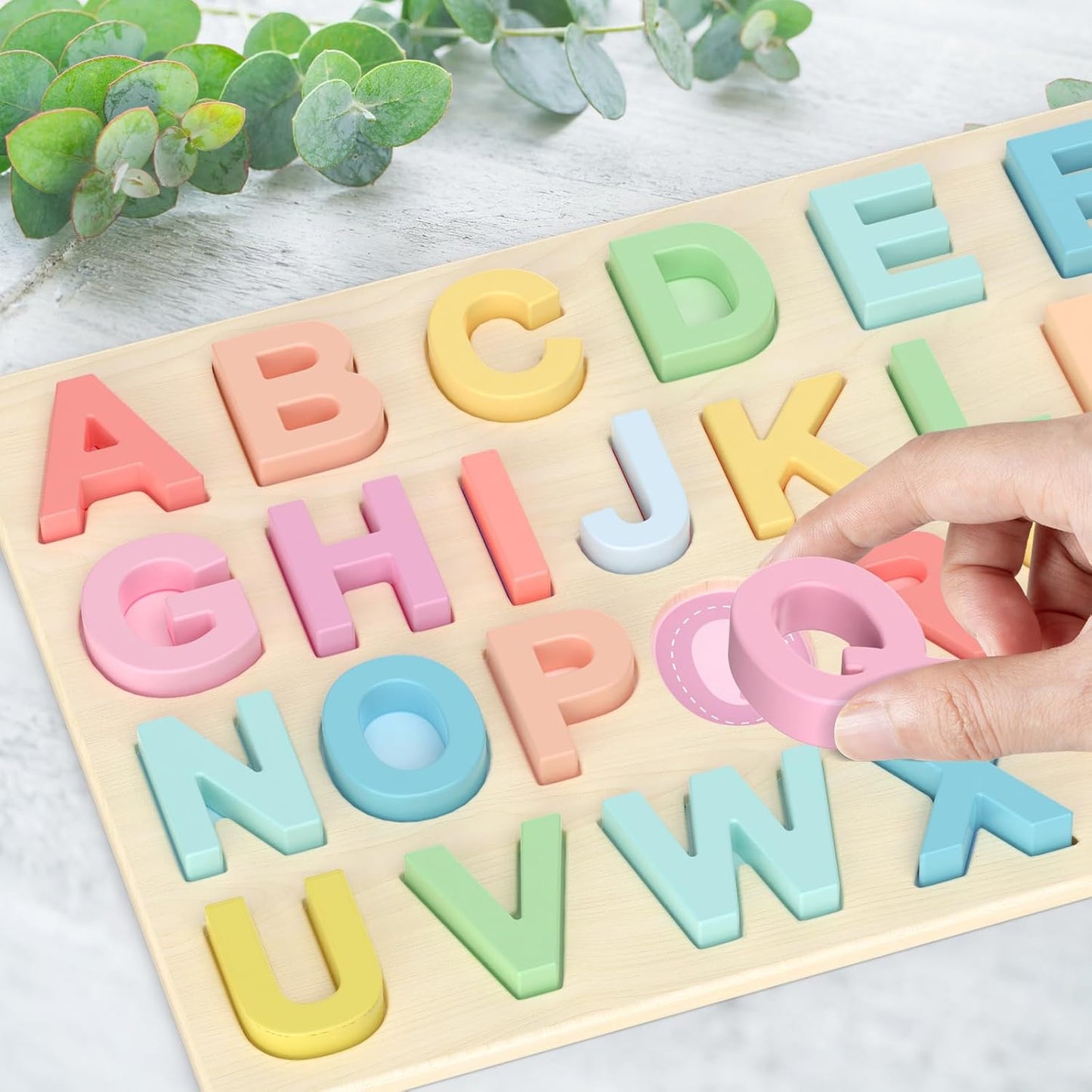 Zeoddler Alphabet Puzzles, ABC Preschool Learning Toys, Wooden Toys for Toddlers, Alphabet Shape Puzzles for Kids, Gift for Girls Boys