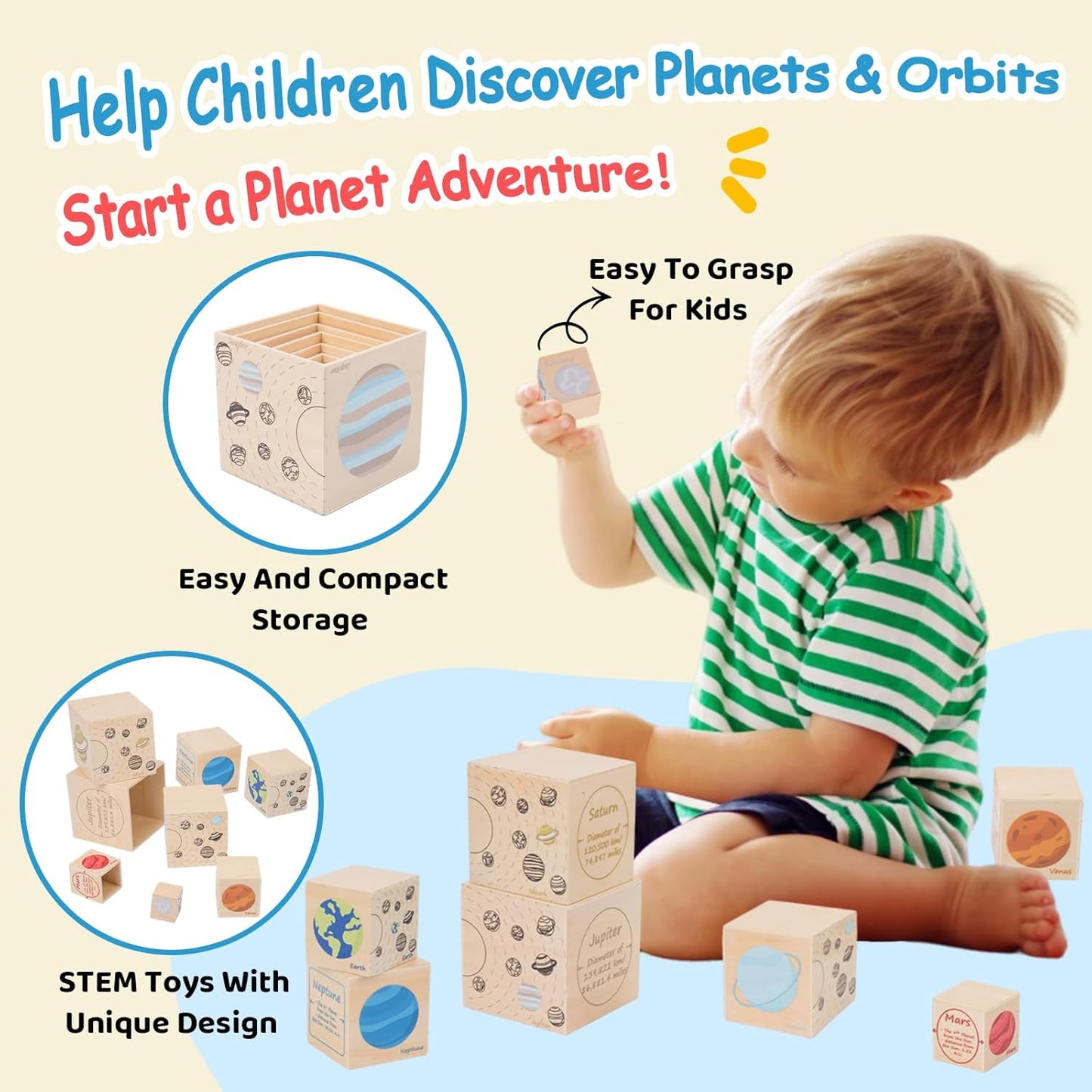 Wooden Life Cycle Nesting Blocks, Sorting & Stacking Montessori Toys for Kids, Preschool Educational Learning Cube Boxes for Toddlers 3+, Science Toy Set for Baby Boys & Girls (5 Pcs)