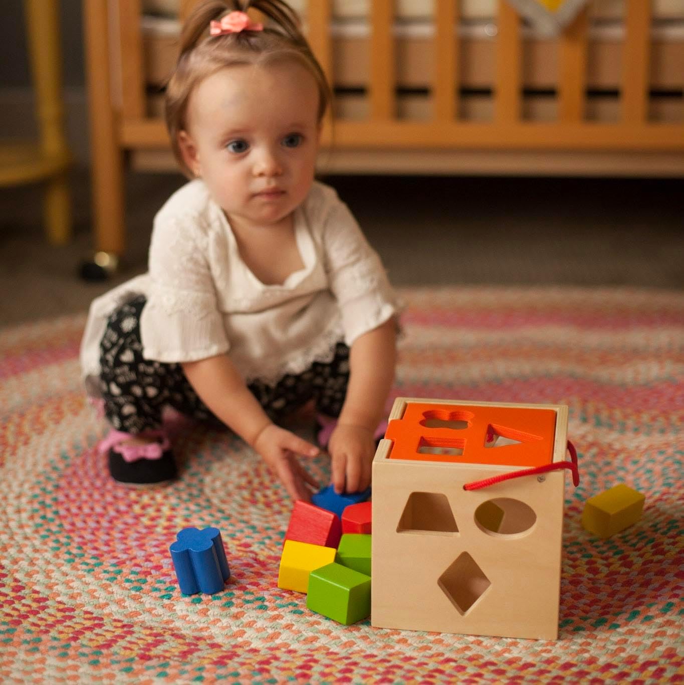 Fat Brain Toys Take-Along Shape Sorter - Wooden Montessori Learning Toy, 12 mos+