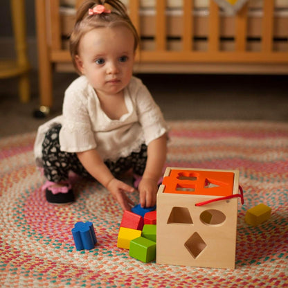 Fat Brain Toys Take-Along Shape Sorter - Wooden Montessori Learning Toy, 12 mos+