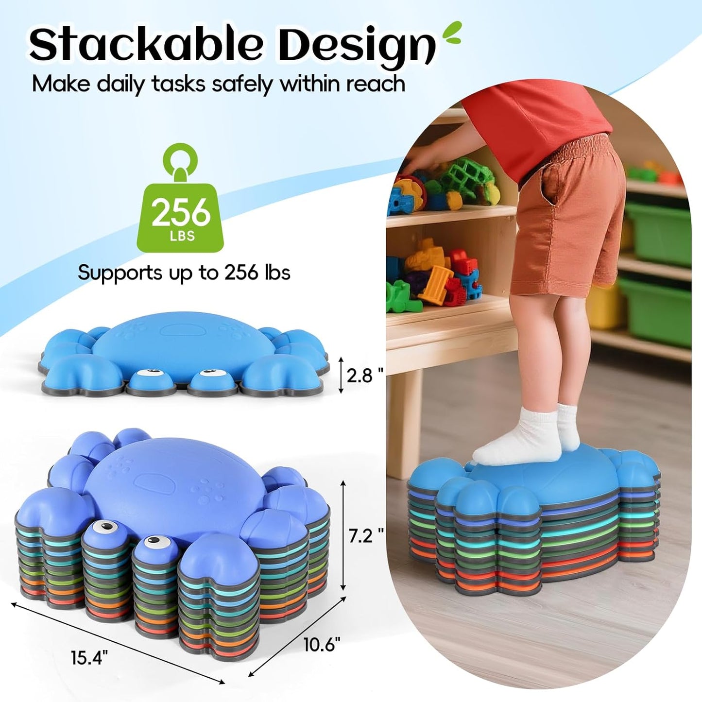 TOPNEW Stepping Stones for Kids, Non-Slip Balance Stepping Stones for Promoting Children's Coordination Skills, Toddler Stepping Stones Obstacle Course for Kids Age 3 4 5 6 7+