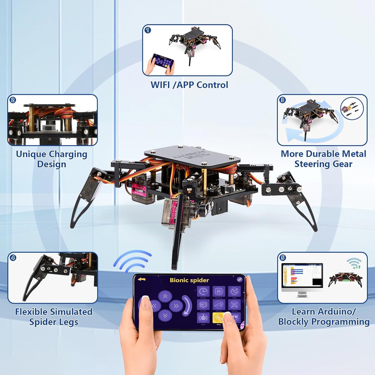 ACEBOTT Robotics for Kids Ages 12-16，Bionic Biped Robot Kit for Arduino ESP32, STEM Science Kits, Cool Engineering Building Toys, Science Coding Kit for 12+ Boys Girls Teens and Adults Unique Gifts