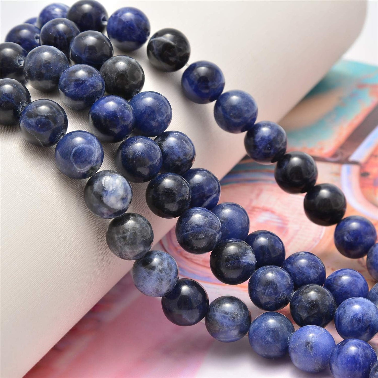 NCB 100pcs Original Natural Stone Beads Gemstone Round Loose Beads 6mm 8mm 10mm (Blue Aventurine, 6mm 100Beads) - Colors B