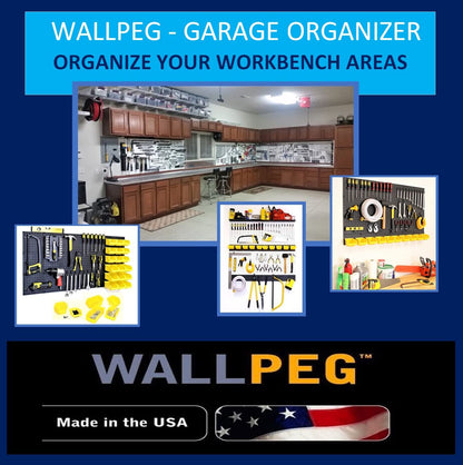 WallPeg Made in USA Pegboard Panels Garage Organization - Wall Storage Kit (PB-2 B) (2) ea - 24" x 16" Peg Board Tool Organizer Panel Set - Garage Organizer Kit