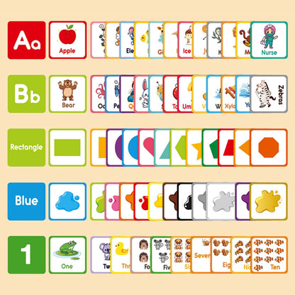 60-Pack Educational Learning Cards - 3.5 x 3.5in Alphabet, Shapes, Colors & Number Flashcards for Early Learning