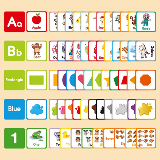 60-Pack Educational Learning Cards - 3.5 x 3.5in Alphabet, Shapes, Colors & Number Flashcards for Early Learning