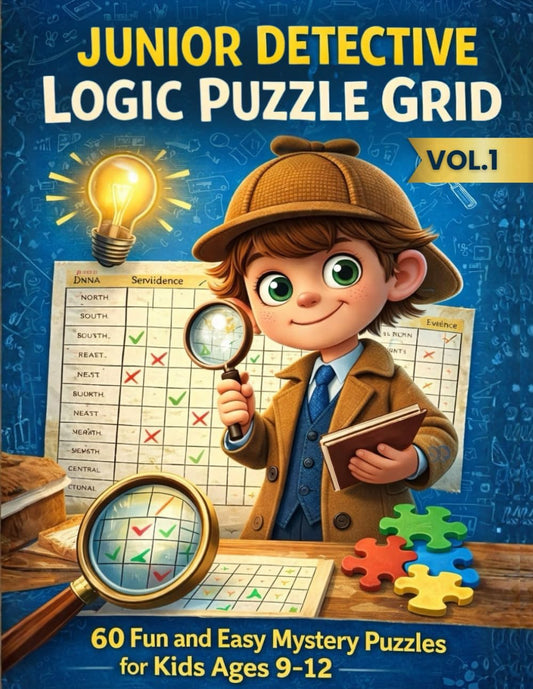 Junior Detective Logic Puzzle Grid: 60 Fun and Easy Mystery Puzzles for Kids Ages 9–12 (Logic Grid Puzzles)