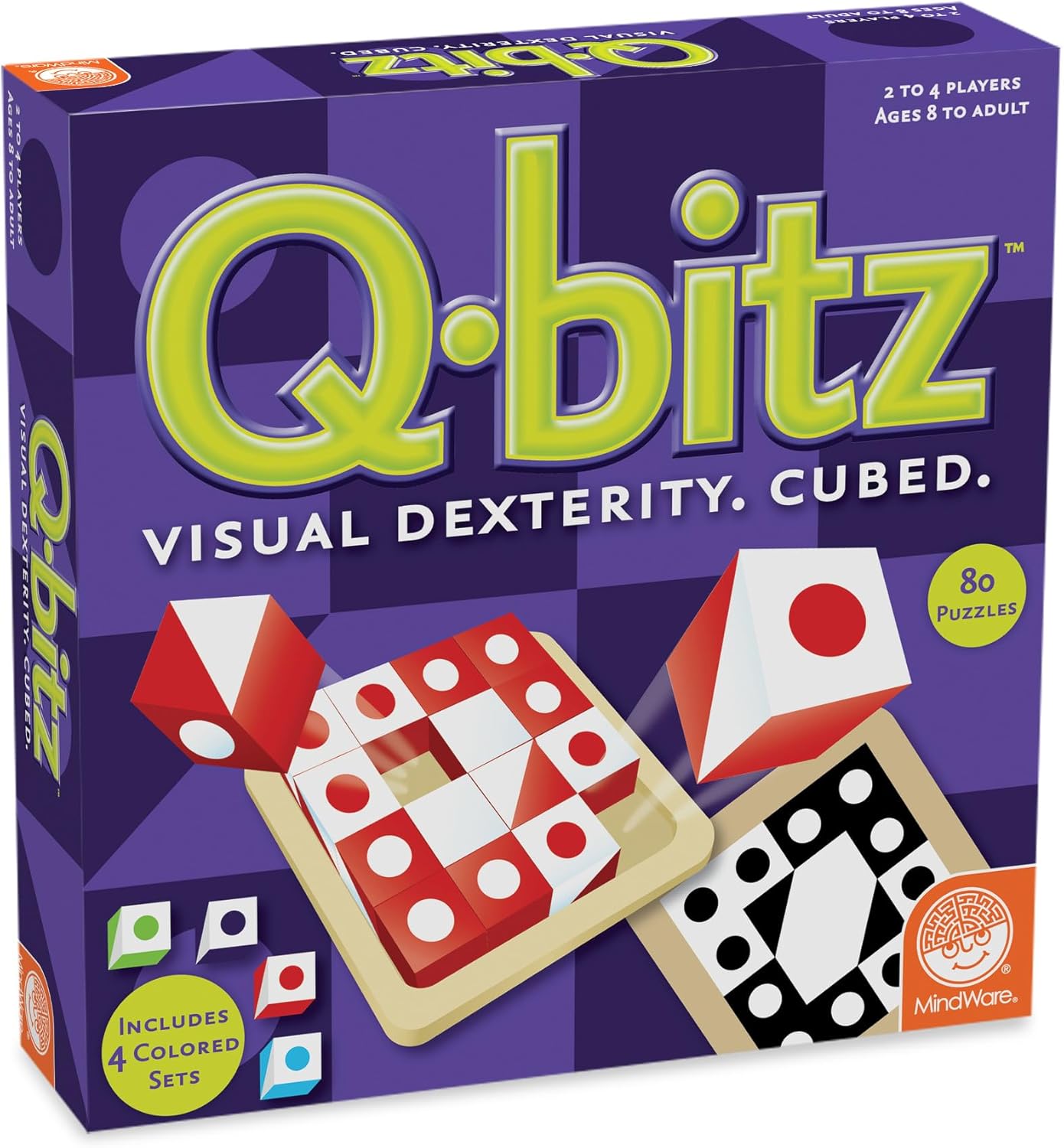 Mindware Q-Bitz Pattern Matching Fun Board Games for Family Game Night | Ages 8 and up 2-4 Players