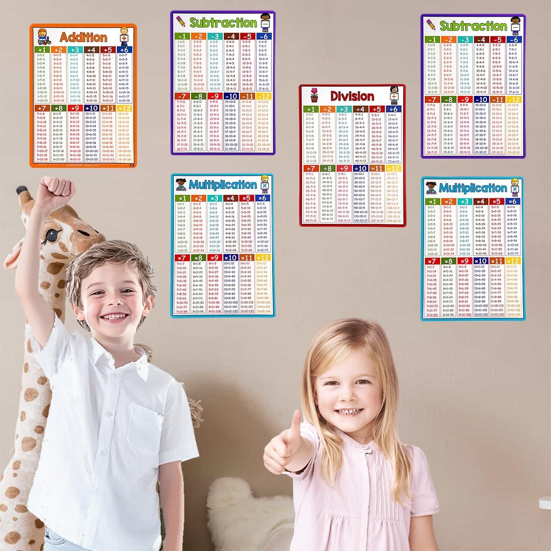 Multiplication Flash Cards 0-12, 14PCS Times Table Flashcard Chart, with Dry Erase Markers Sorting Ring, 1st, 2nd, 3rd Grades Educational Math for Classroom Home