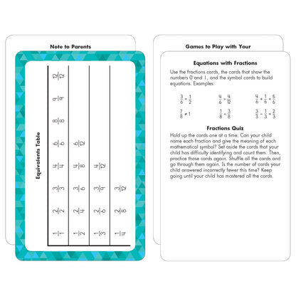 Carson Dellosa 54 Fractions Flash Cards, 3rd and 4th Grade Mathematics Flashcards Covering Whole Numbers to Ninths Facts, Math Games for Kids Ages 8 and Up
