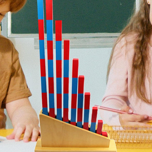 Wood Montessori Rods Stand Mathematics Tools Games Visual Experience Teaching