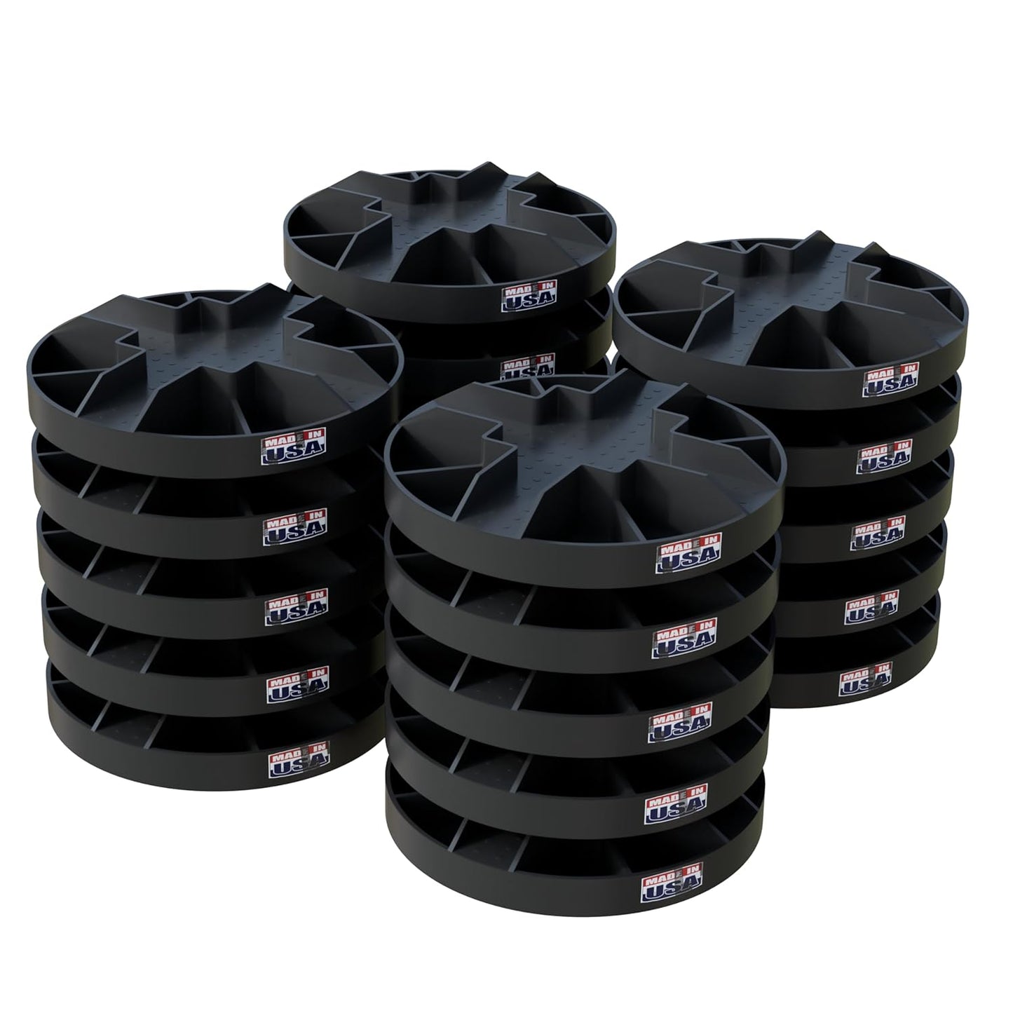 USA Made Original Round Foundation Block (10-Pack) – Durable Deck Support & Floating Shed Platform Base – 100% Recyclable Pedestal for Pier, Post & Beam Construction