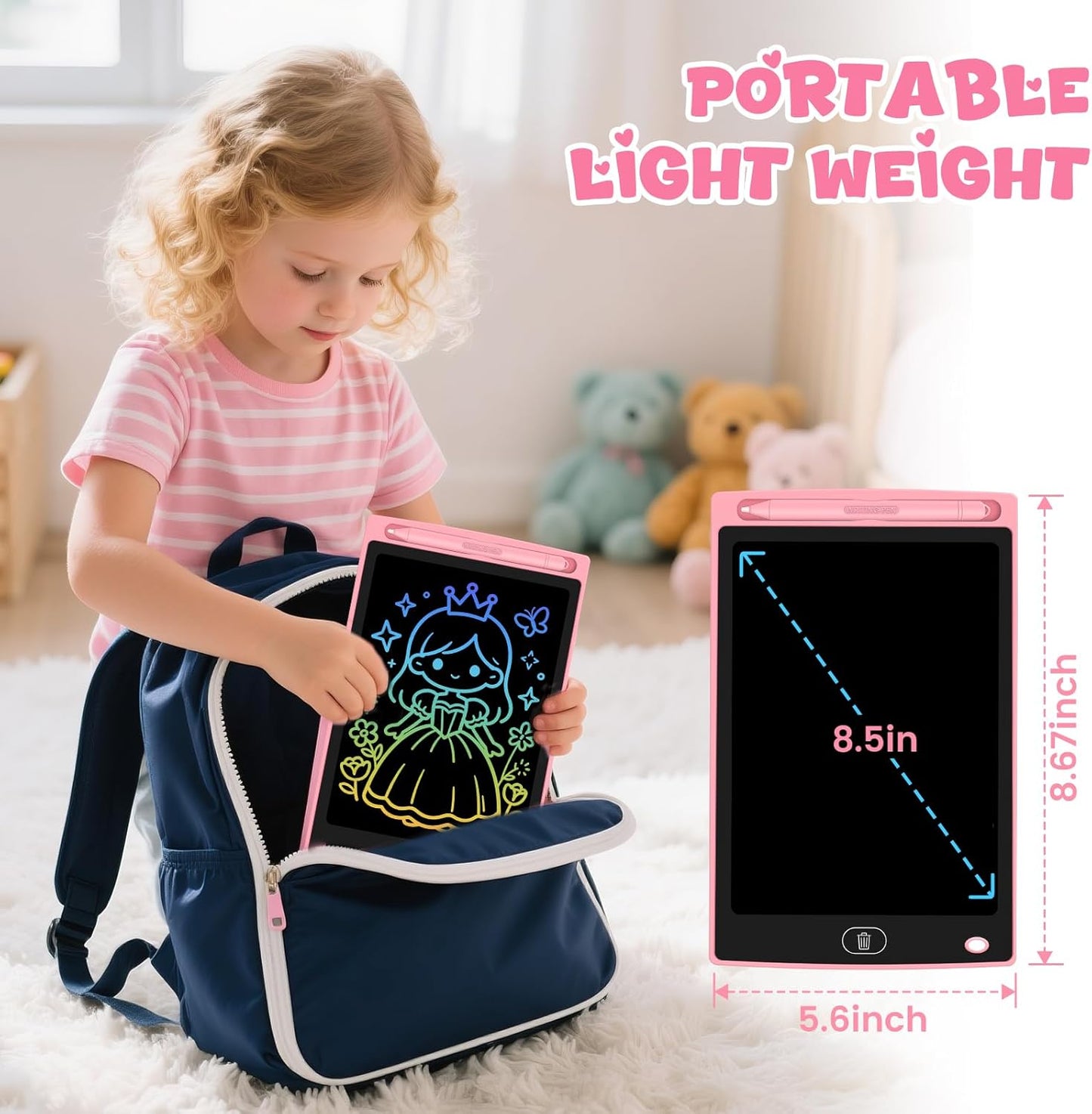 4 Pack LCD Writing Tablet for Kids, Erasable and Reusable Toddler Doodle Board in 8.5 inch, Ideal Educational Drawing Pad for Learning Toy for Ages 3-8 Gifts for Girls Boys