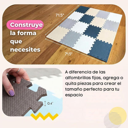 MioTetto Baby Play Mat, Soft Foam Floor Tiles for Kids. Adjustable Interlocking Foam Tiles, Fits with 50x50 Playpen Baby mat for Crawling & Development, Safe & Non-Toxic Playmat for Babies 6-12 Months