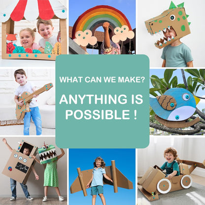 Kizzikids Cardboard Tools for Kids with Cutter &Tool Box, 149 PCS Cardboard Construction Kit for Family & Team Activities, Creative STEM Educational Toys Gift for Boys and Girls Aged 5+