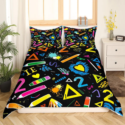 Erosebridal Chemistry Bedding Set Chemical Equation Comforter Cover for Kids Boys,Science Students Duvet Cover Test Tube Microscope Chemical Equipment Bed Set Full,Science Educational Dorm Room Decor