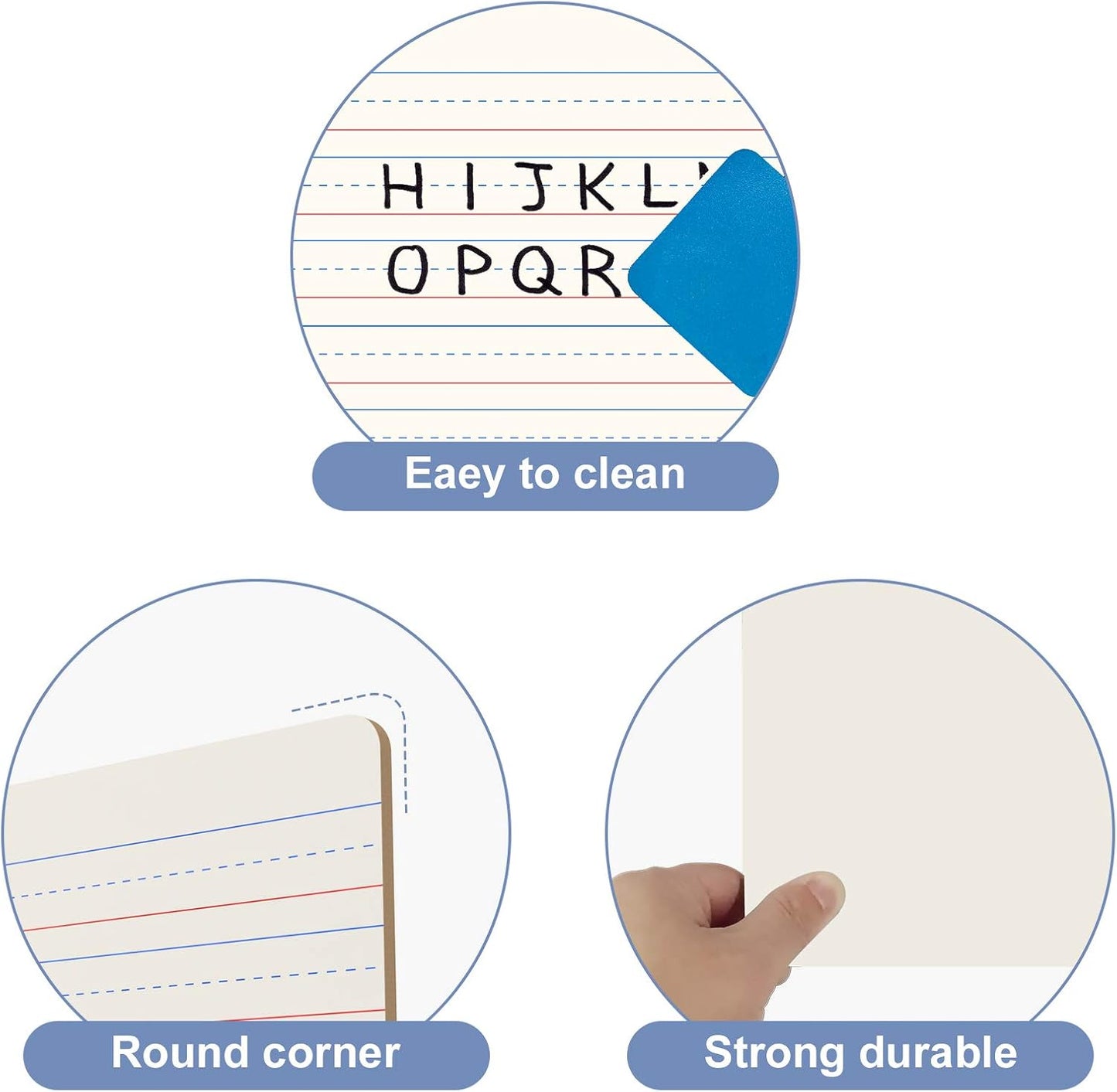 2 Pack Small Dry Erase Double Sided Whiteboard, 9" x 12",5 mm Thickness,Small White Board Dry Erase for Students & Classroom Ruled Writing Board Handwriting Practice