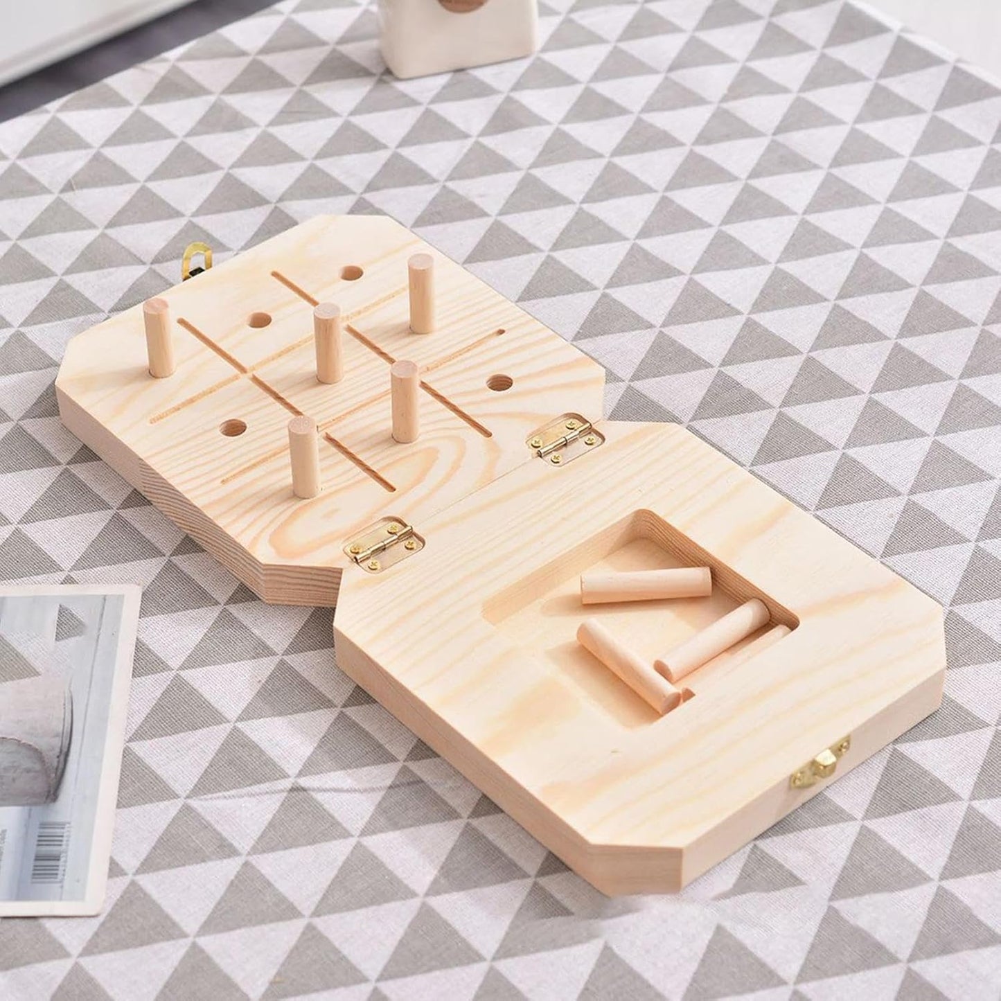 Wooden Pegboard Toy - 9 Hole Reaction Speed Board, 6.69x6.69x1.57 Inches Sensory Wood Game, Portable Cognitive Skill Development Multipurpose Usage Activity Tool | Elderly Adults Women Men Family
