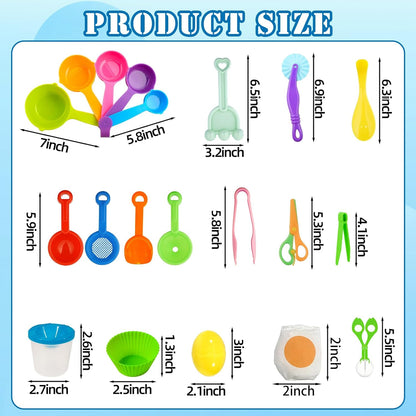 Hiawbon 20 PCS Sensory Bin Tools, Sensory Sand Tools Set, Sensory Bin Filler, Fine Motor Toys Handy Scooper Set, Sensory Bin Accessories Tool, Bin Scoops Plastic Tweezers Tongs Cups for 2+ Years Old