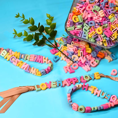 300+ Pieces 9x12mm Big Large Alphabet Letter Beads Charms A-Z Mixed Plastic Shape Loose Bead for Jewelry Making Bracelets Necklaces Key Chains (Classic Solid Colors)