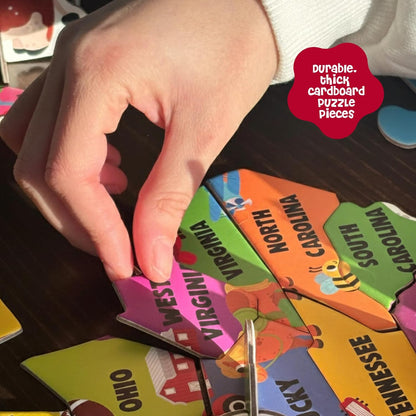 Dinomini Giant World Map Puzzle for Kids - with Interactive Standing Figures - Floor Puzzles for Kids Ages 3-5 - Preschool Learning Activities - Learning & Educational Toys
