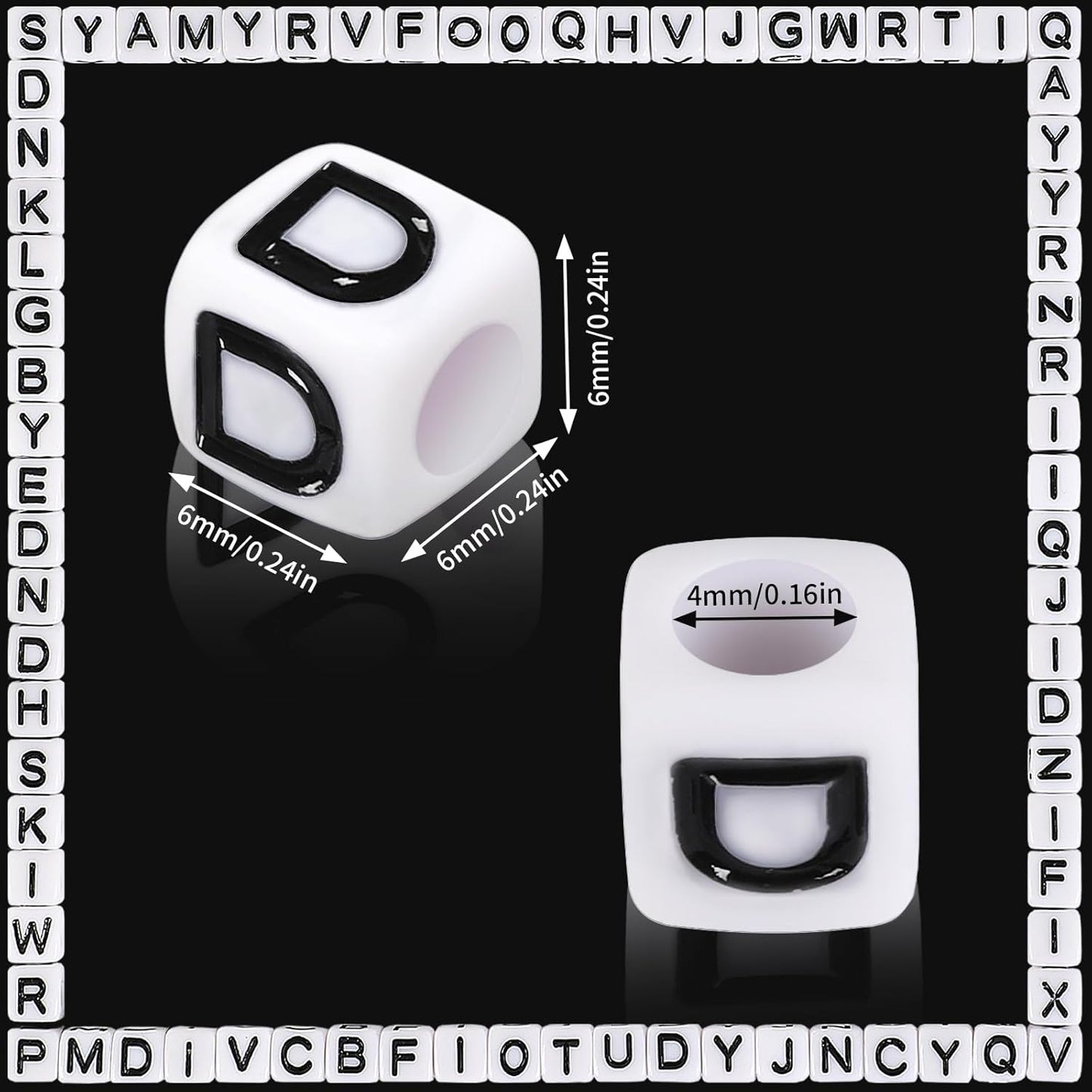 Letter Beads, Augshy 1400 Pcs Morandi Cube Alphabet Bead,Square Letter Beads with 1 Roll 10M Crystal String Cord (6mm)