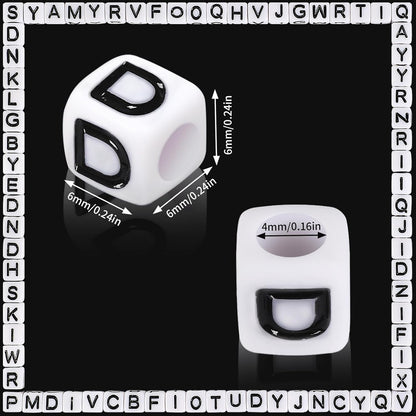 Letter Beads, Augshy 1400 Pcs Morandi Cube Alphabet Bead,Square Letter Beads with 1 Roll 10M Crystal String Cord (6mm)