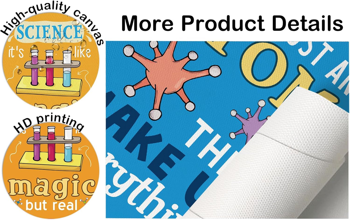 KAIRNE Science Classroom Posters,Positive Chemistry Poster Set of 8(8x10inch,unframed) Experiment Wall Art Positive Canvas Painting for Laboratory Kids Playroom Bedroom Classroom Bulletin Board Decor
