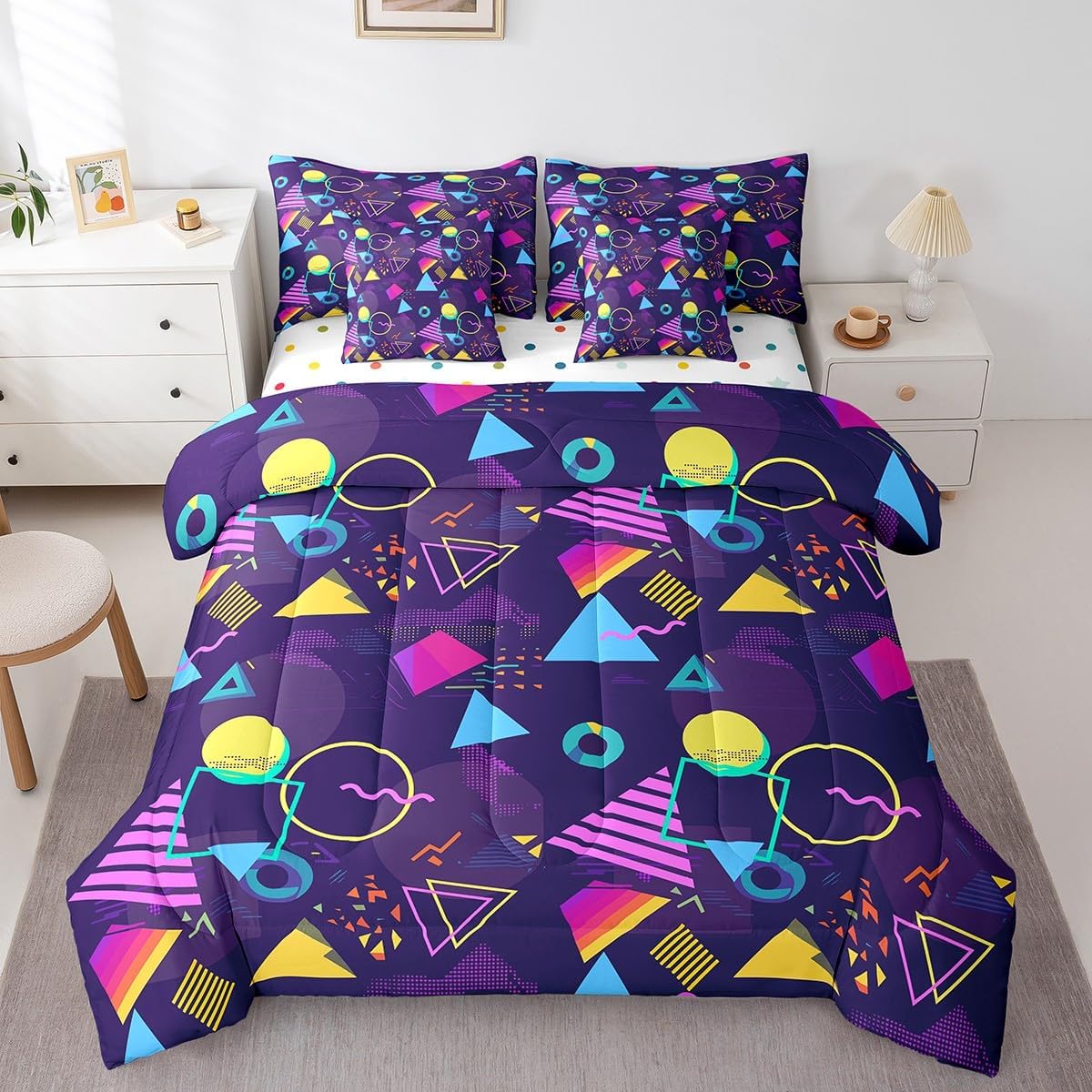 Erosebridal Chemical Equation Bed in a Bag Queen Comforter Set 7 Piece,Chemistry Bedding Sets Science Students Learning Gift Sheet Set with Comforter,Molecular Formula Education Bed Set - Colors B