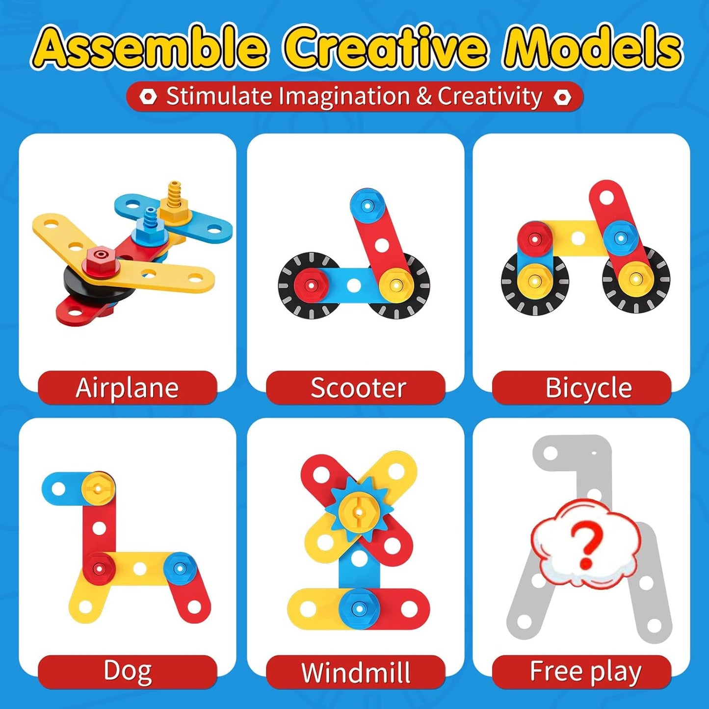 Lehoo Castle Kids Tool Set with Toolbox, Wooden Toys for 3 4 5 Years Old Boy Birthday Gift, Construction Play Tools, STEM Learning Toys for Preschooler, Pretend Play Gifts for Christmas